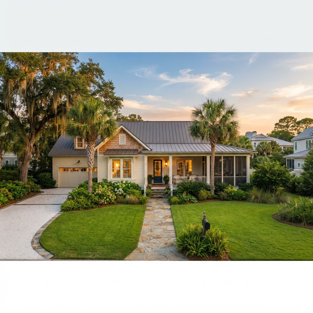 A well-kept Alabama home at golden hour